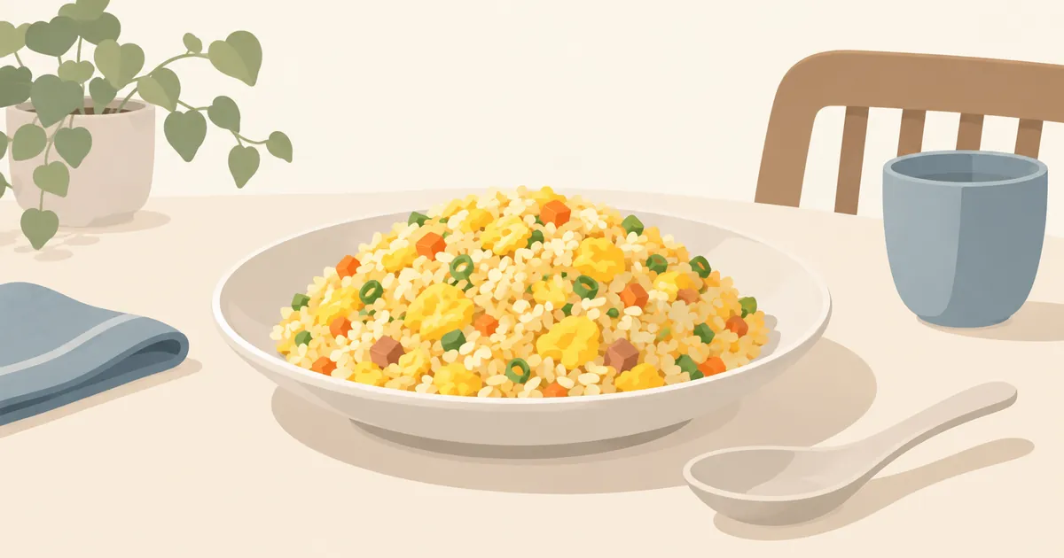 卵とねぎの入ったパラパラのチャーハン