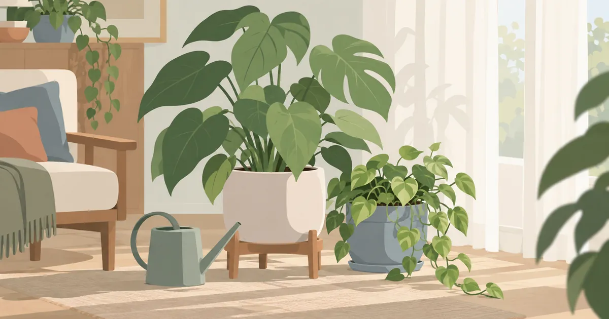 やわらかな窓の光を受ける観葉植物
