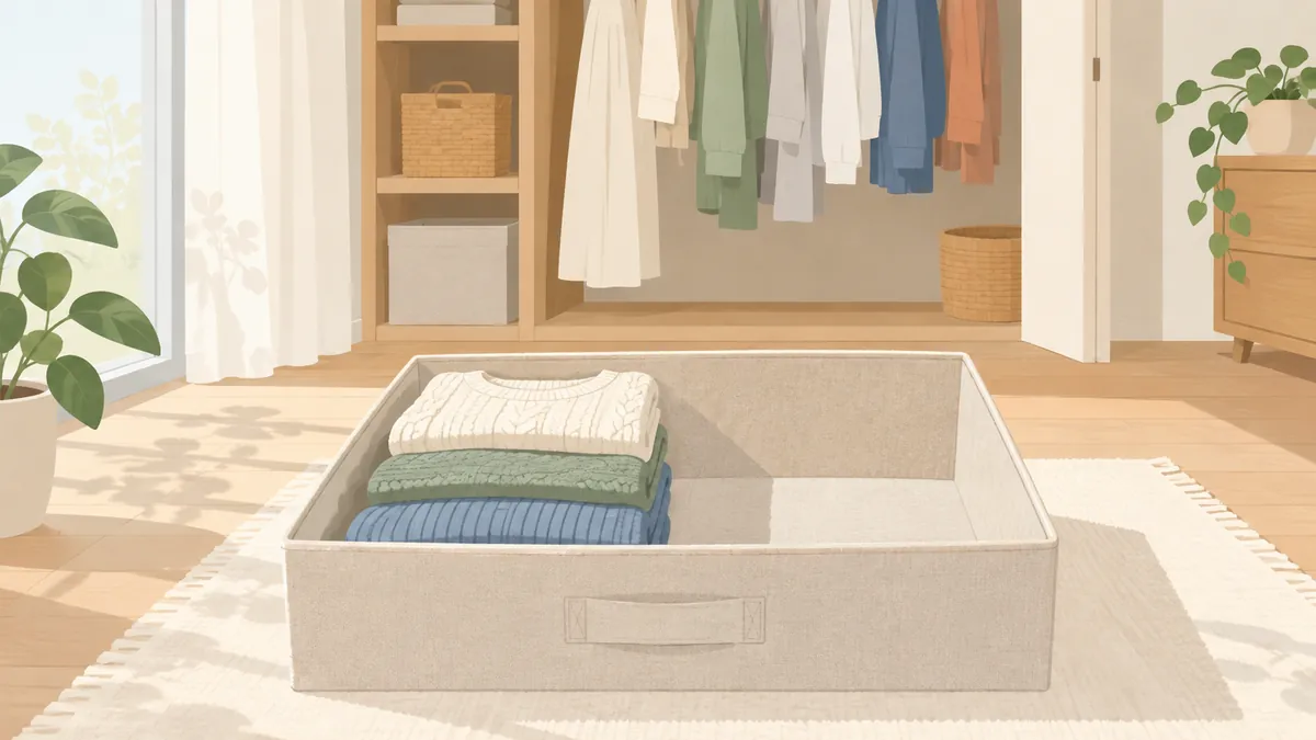 余白を残して衣類を収めた収納ケース